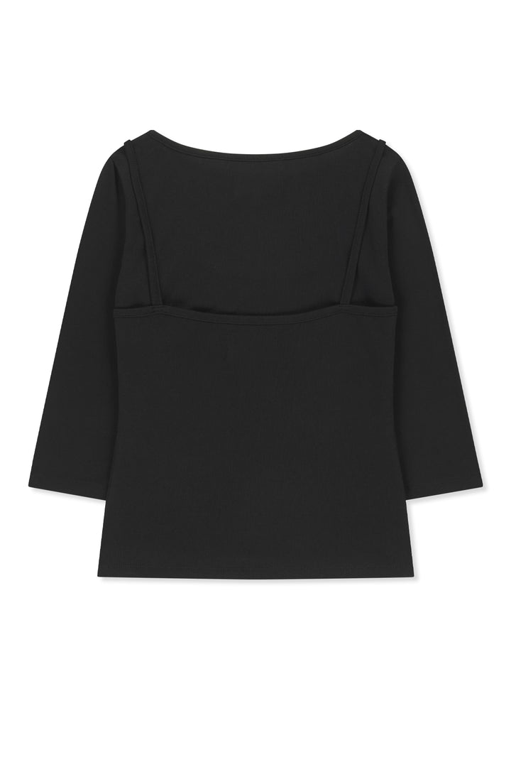 Matin Kim 3/4 Sleeve Layered Tank Top — Black