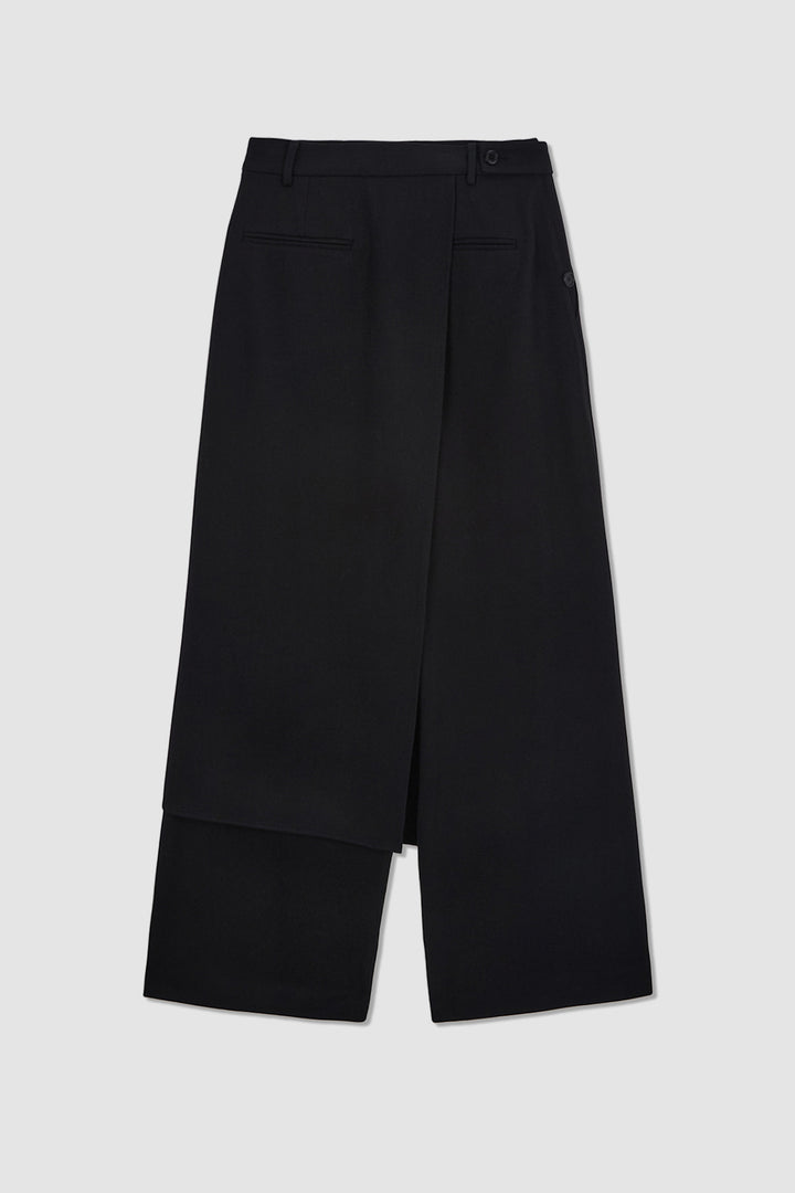 KIMMATIN Skirt Wrap Layered Pants — Black