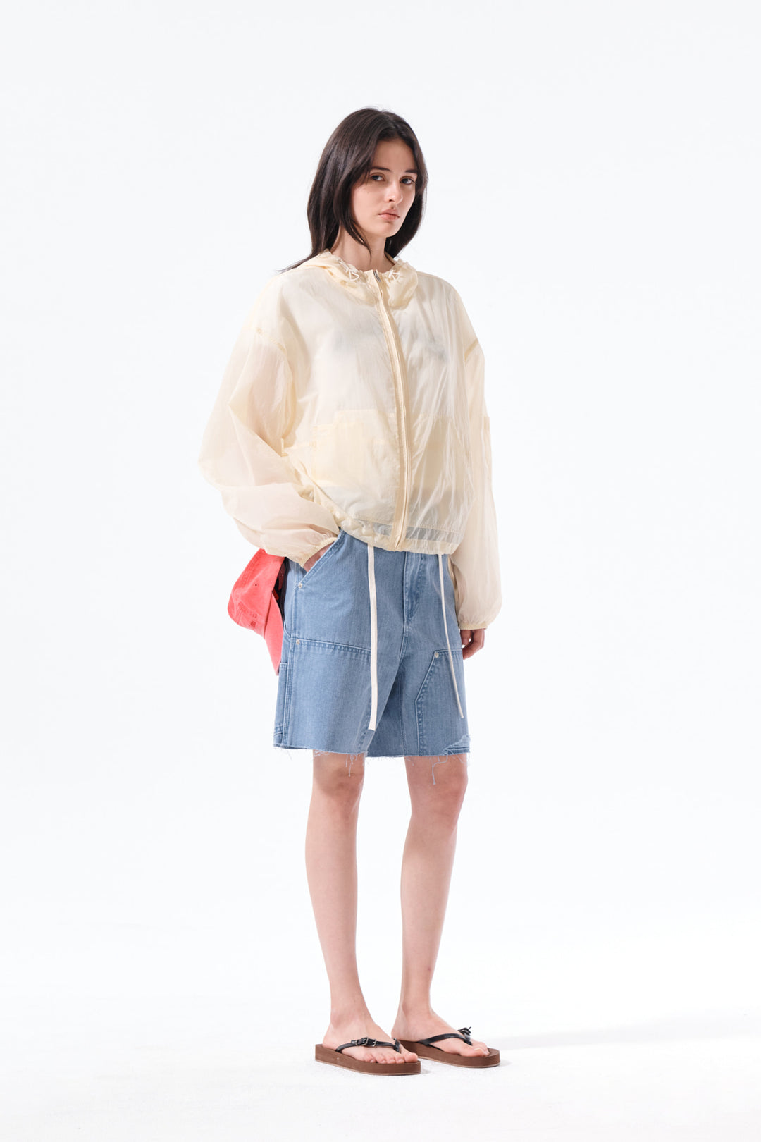 Matin Kim Back Logo Hoody Windbreaker — Cream