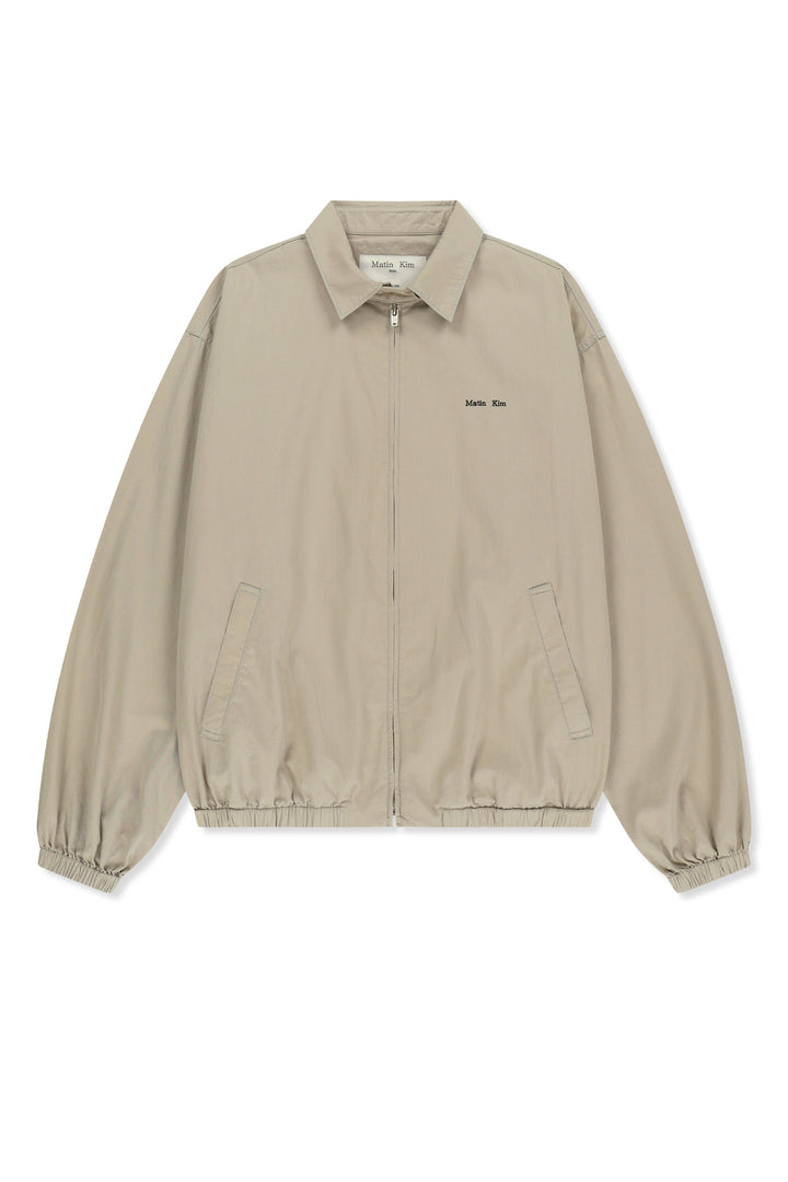 Matin Kim Small Logo Cotton Zip-Up Jumper — Beige