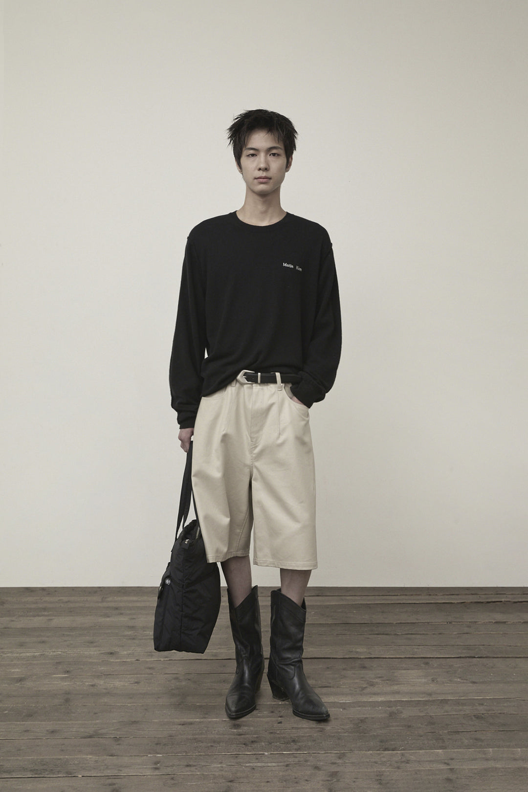 Matin Kim Cashmere Blended Round Knit — Black