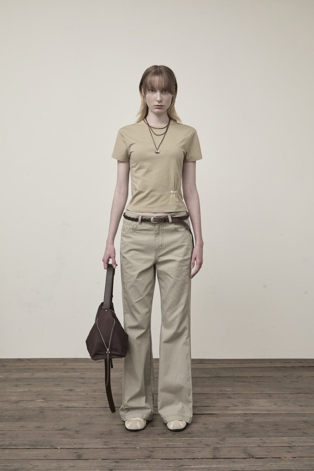 Matin Kim Side Pintuck Point Pants — Beige
