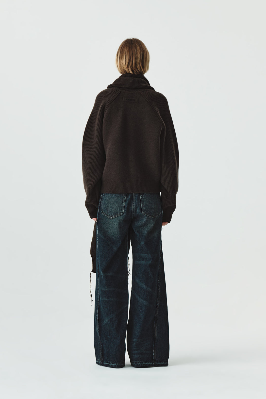 KIMMATIN Raglan Pocket Knit Zip Up — Brown