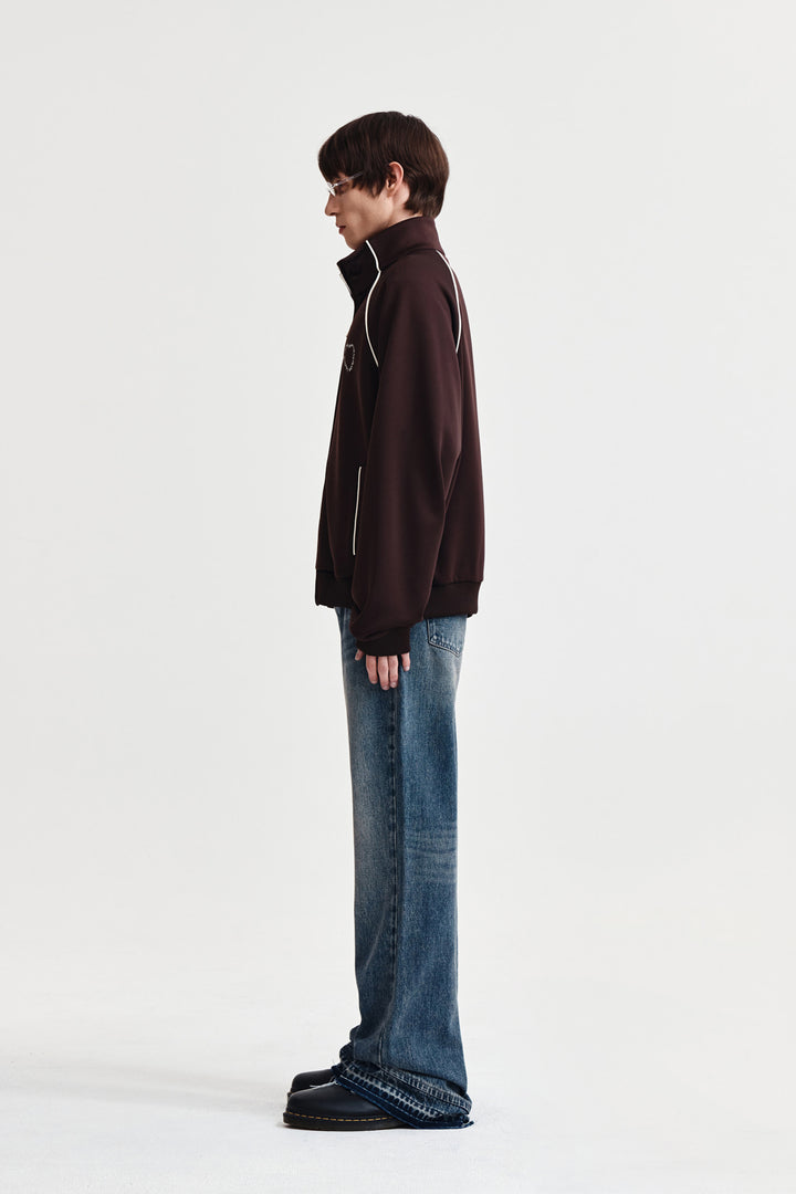Matin Kim Heart Logo Track Jumper — Brown