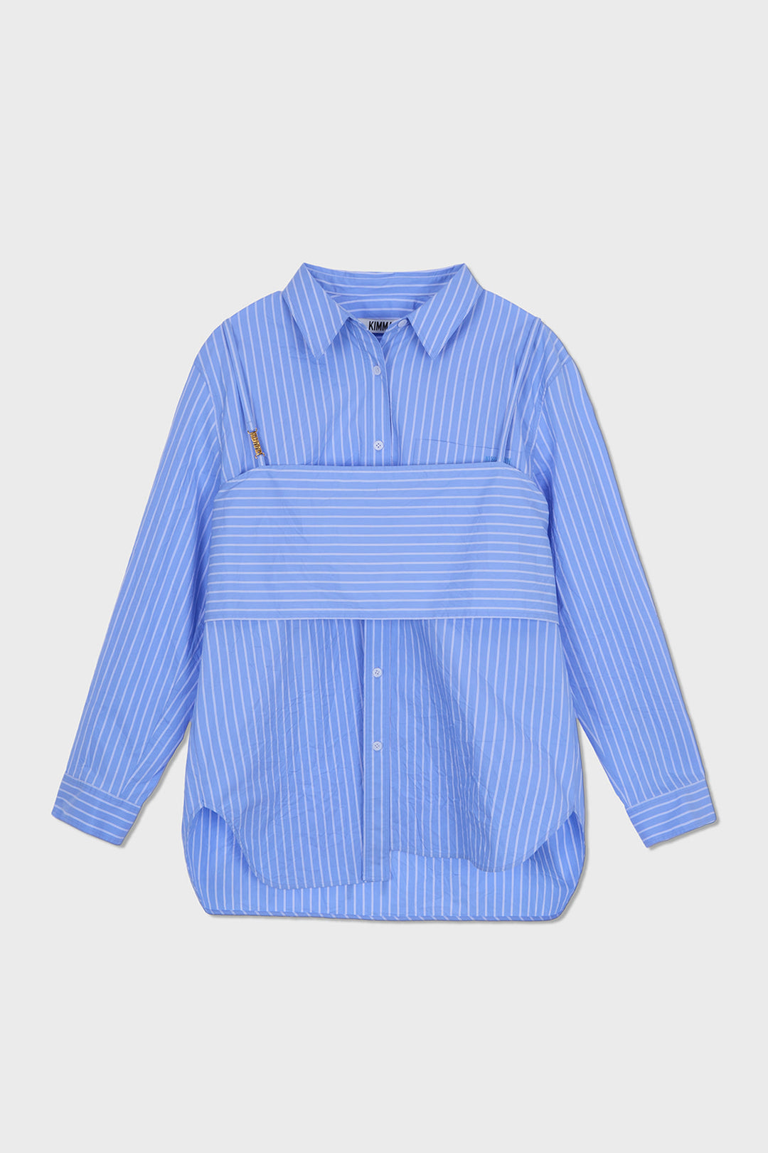 KIMMATIN Bustier Layered Crinkle Shirt — Blue