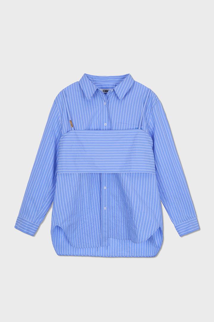 KIMMATIN Bustier Layered Crinkle Shirt — Blue