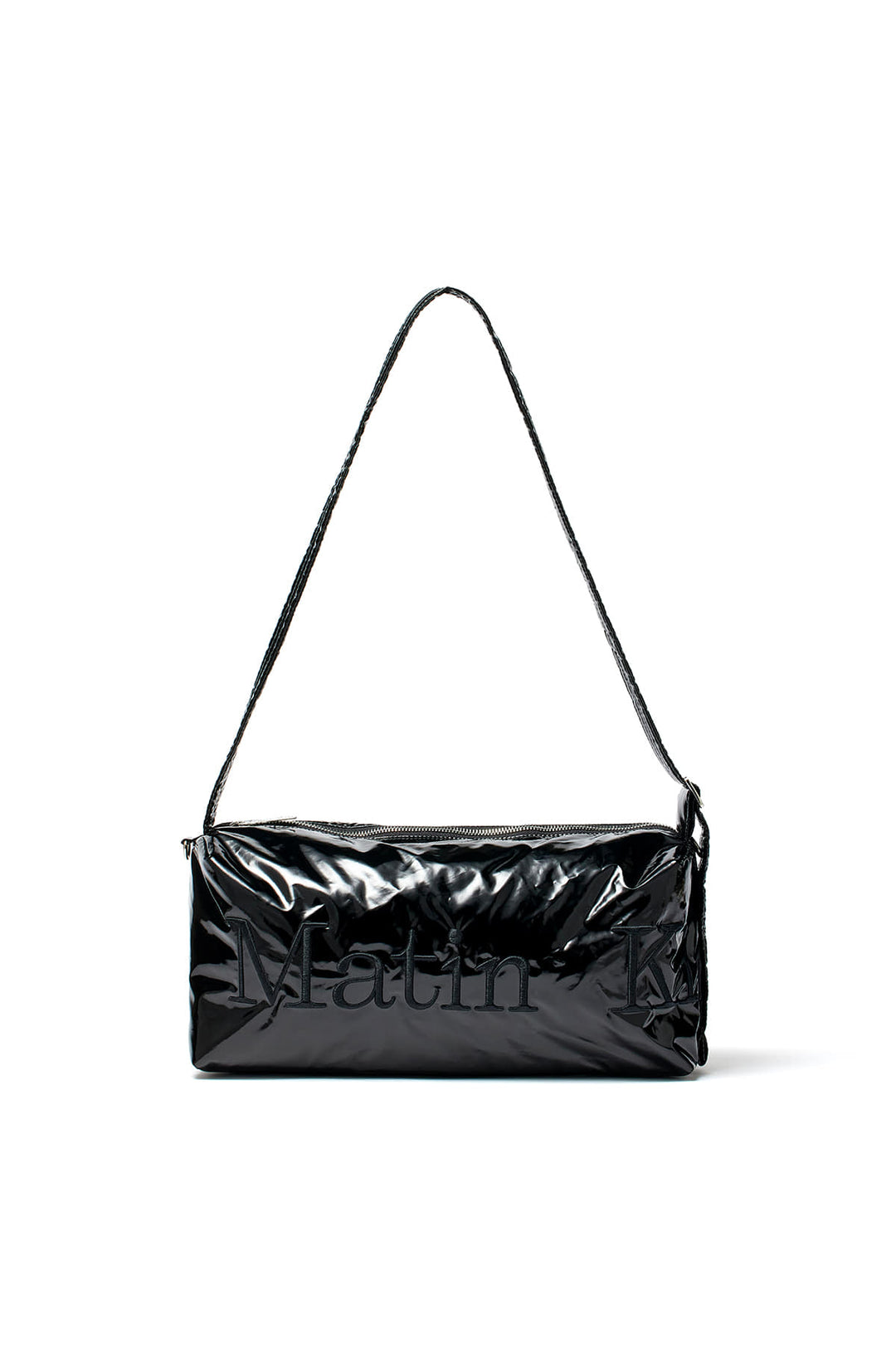 Matin Kim Glossy Logo Stitch Cross Bag — Black