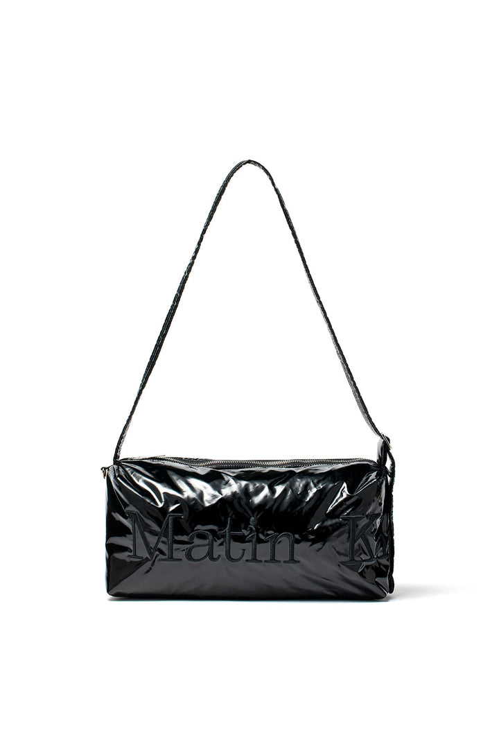 Matin Kim Glossy Logo Stitch Cross Bag — Black