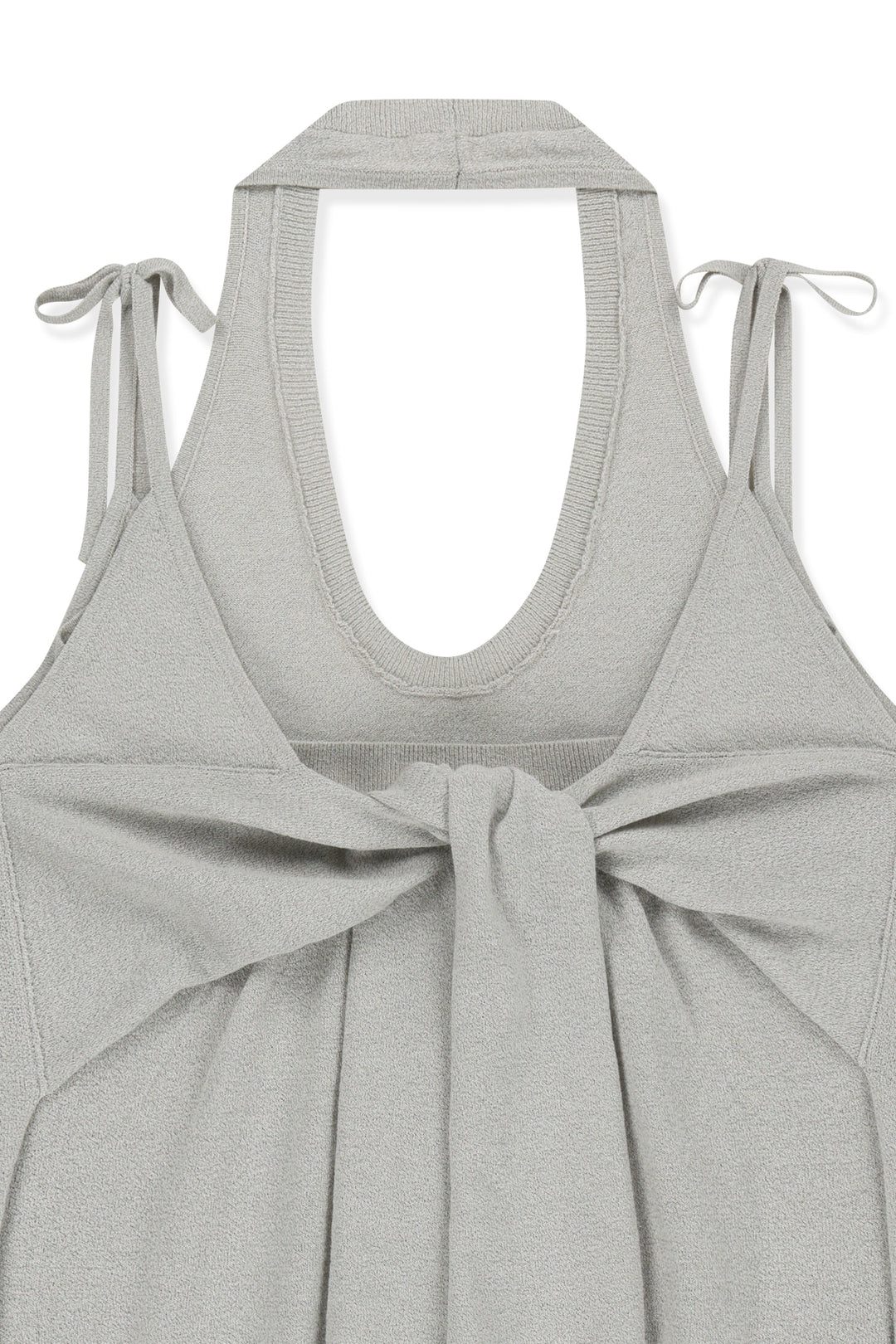 Matin Kim Layered Tie Halter Neck Knit Top — Light Grey
