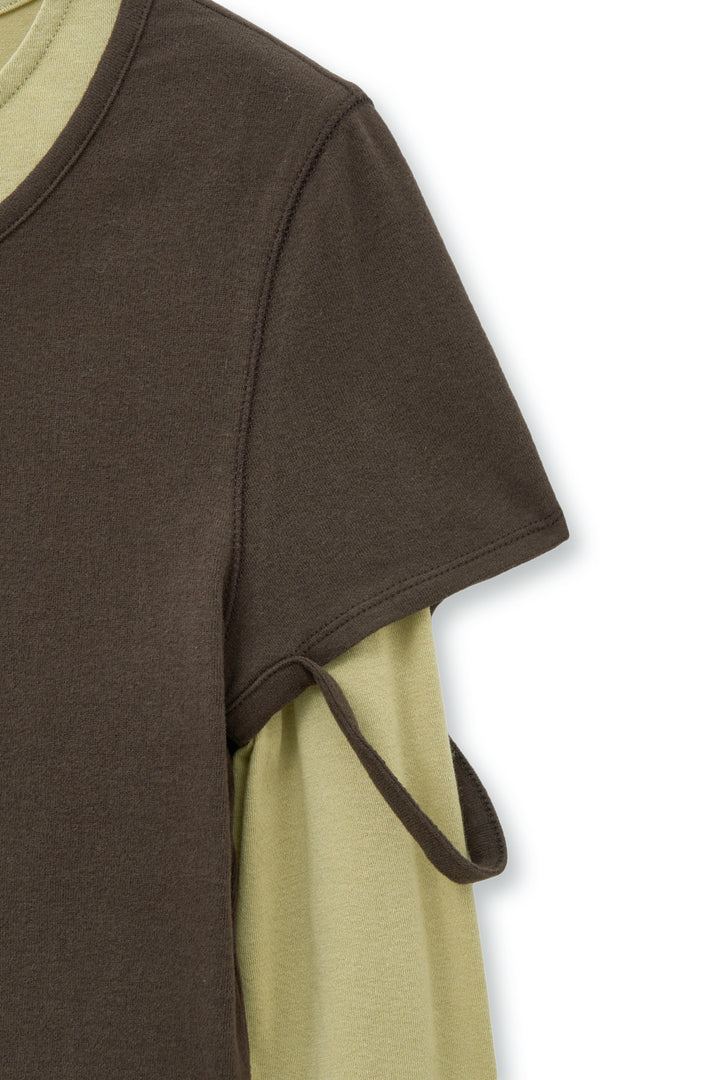 Matin Kim Layered Point Slim Top — Brown