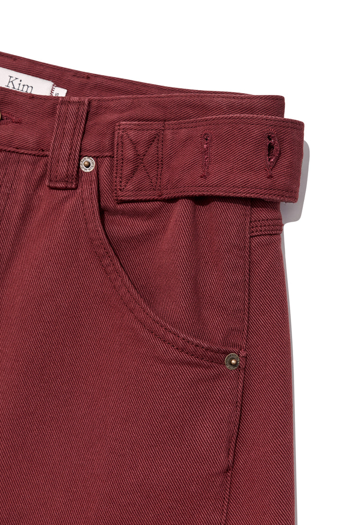Matin Kim Waist Buckle Curved Dying Denim — Red