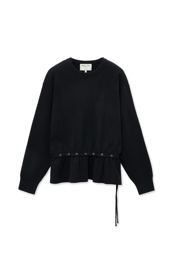 Matin Kim Detachable Skirt Knit Pullover — Black