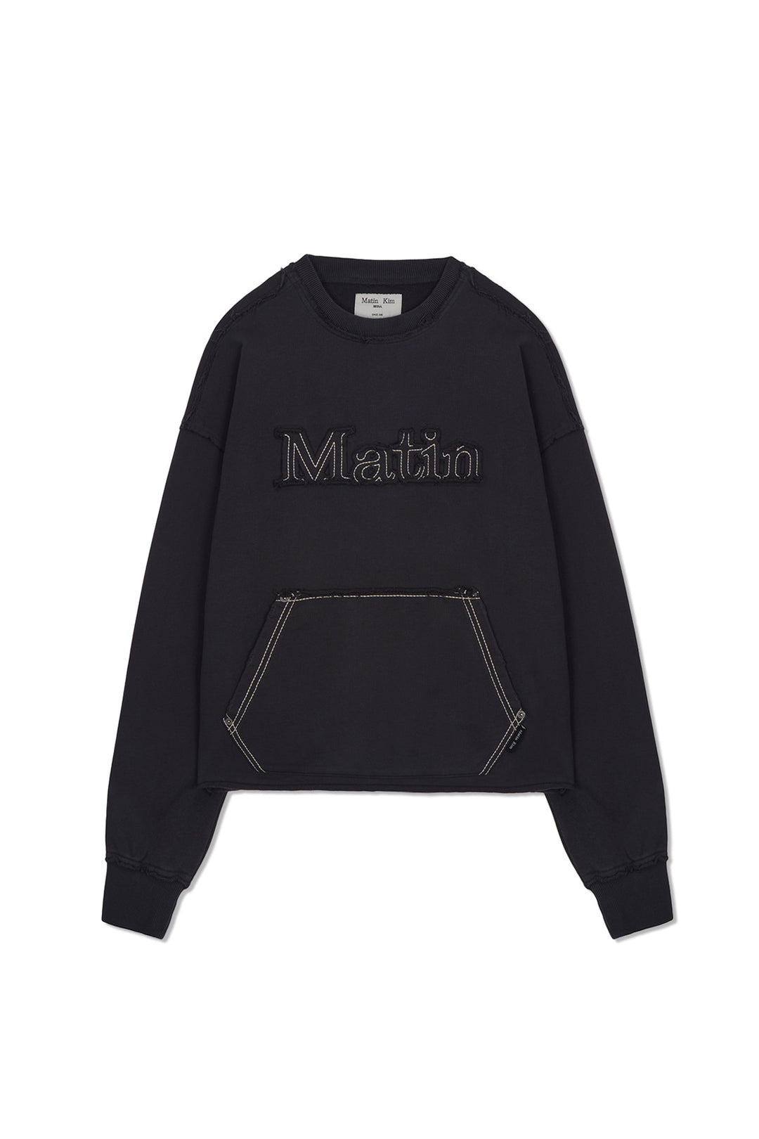 Matin Kim Raw Cut Applique Sweatshirt — Charcoal