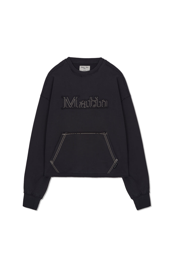 Matin Kim Raw Cut Applique Sweatshirt — Charcoal