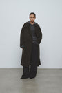 KIMMATIN Belted Double Wool Coat — Brown
