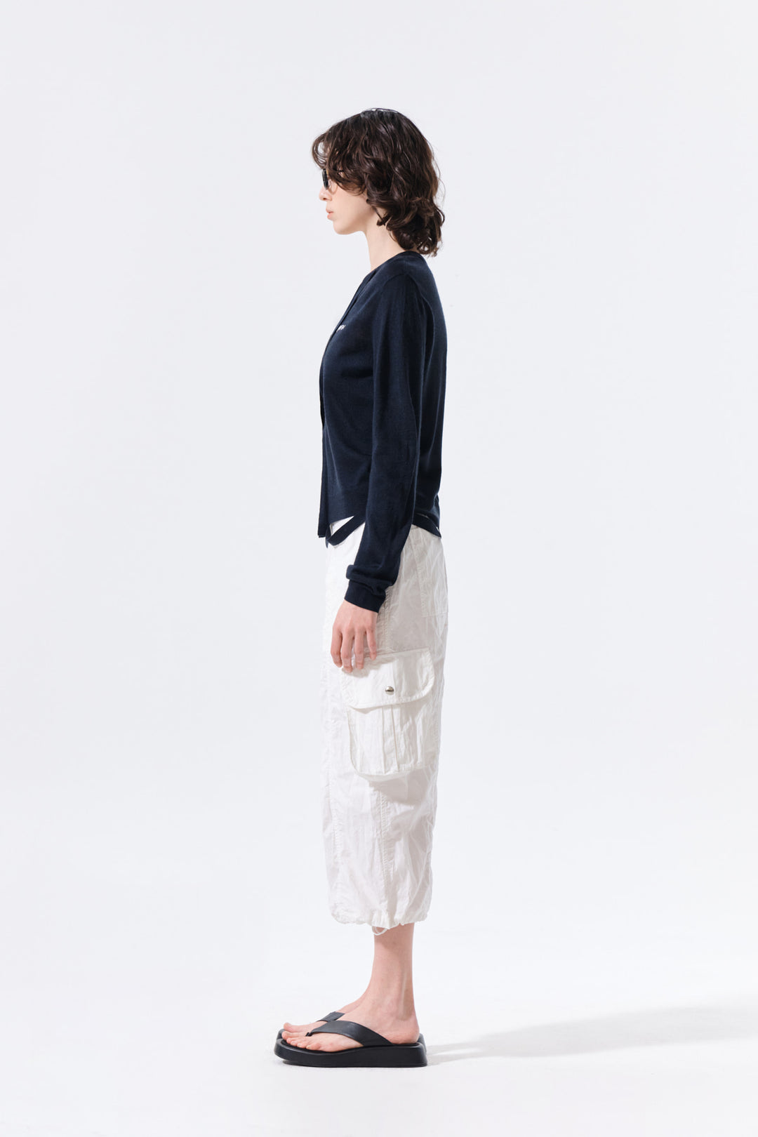 Matin Kim String Detail Knit Cardigan — Dark Navy