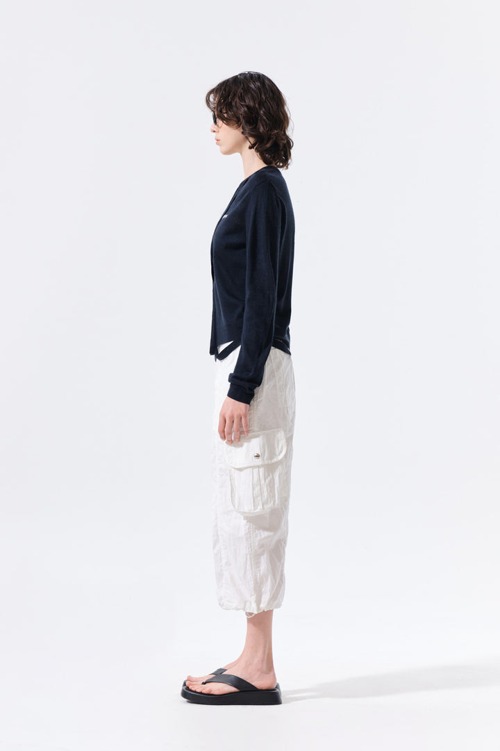 Matin Kim String Detail Knit Cardigan — Dark Navy