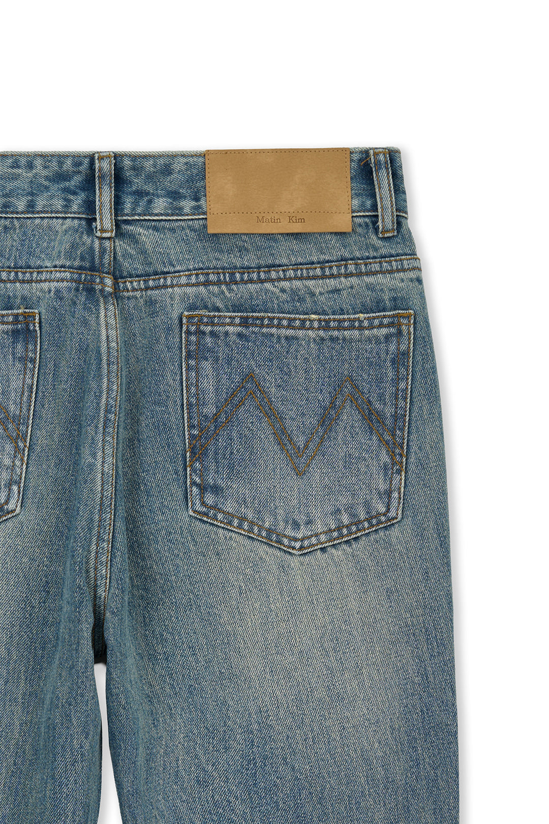 Matin Kim Washed Point Boots Cut Denim — Blue