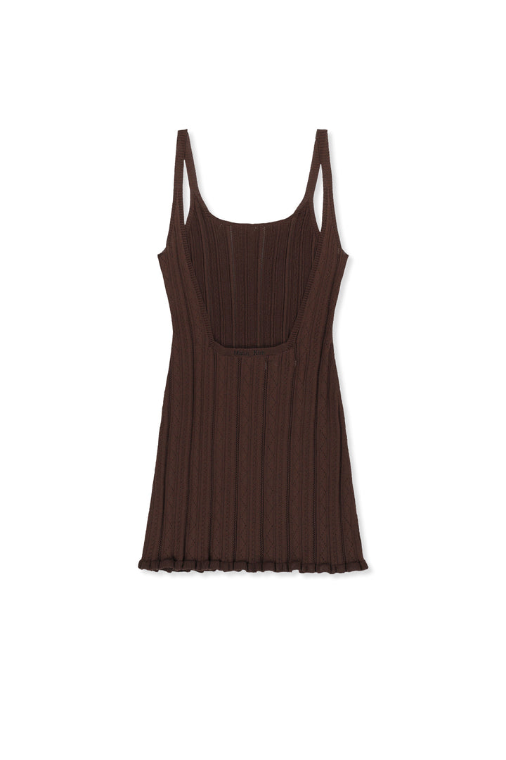 Matin Kim Open Back Ribbed Knit Dress — Brown