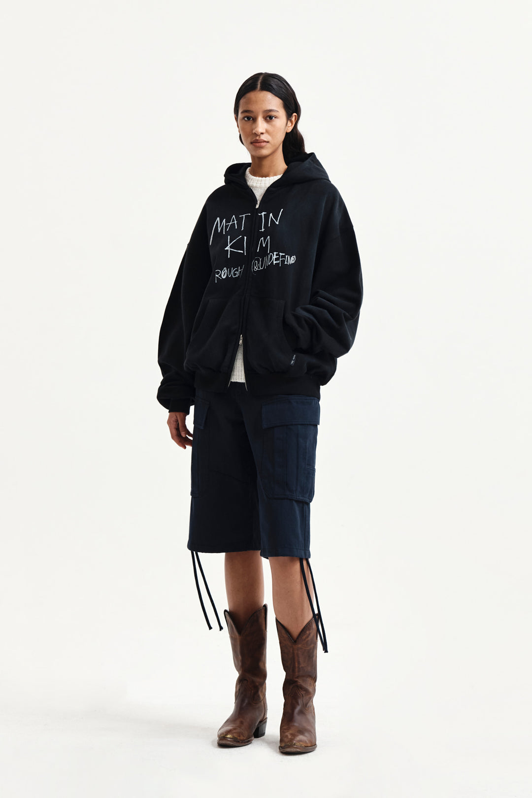 Matin Kim Vintage Washed Graffiti Zip Hoody — Black