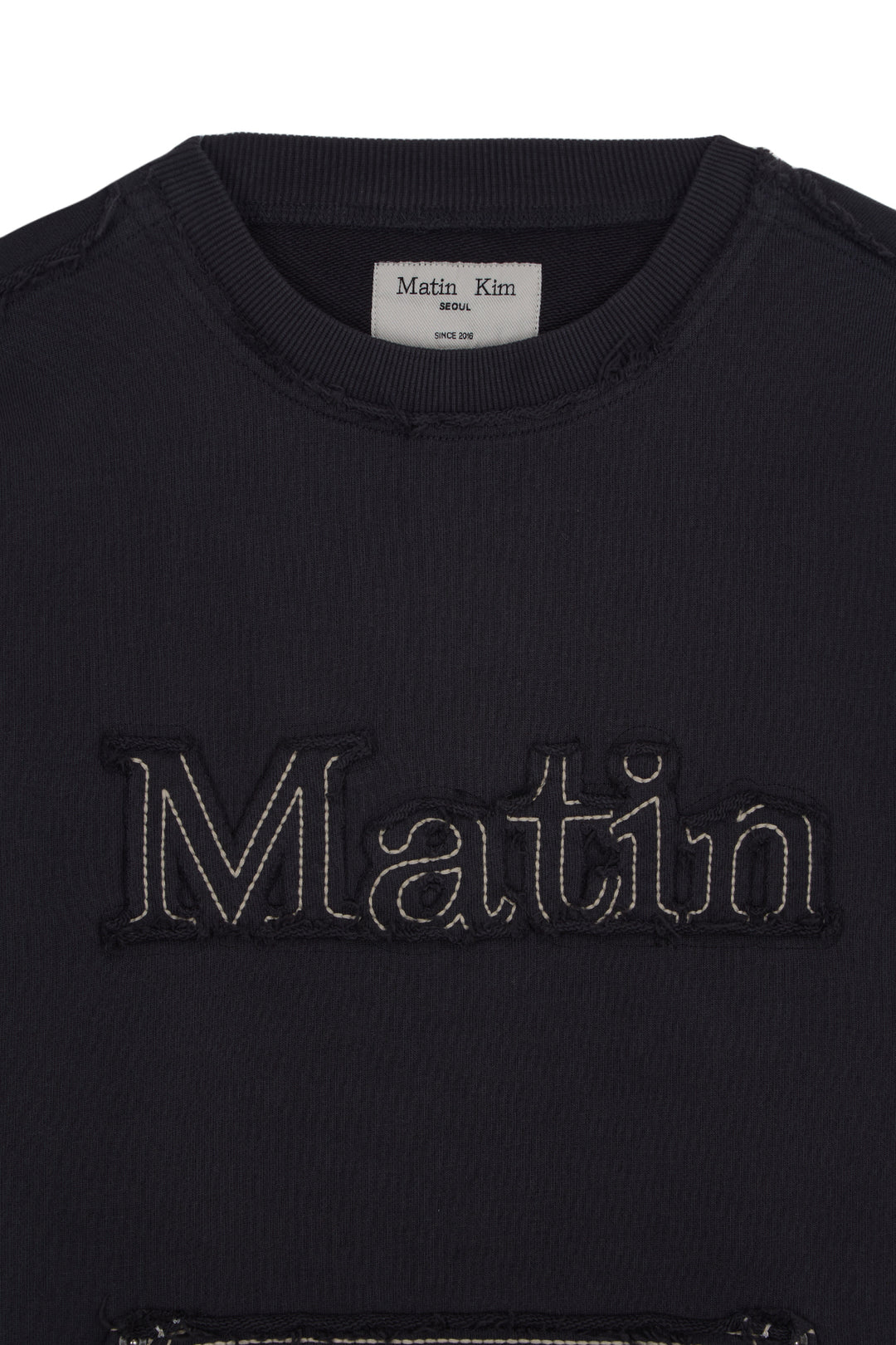 Matin Kim Raw Cut Applique Sweatshirt — Charcoal