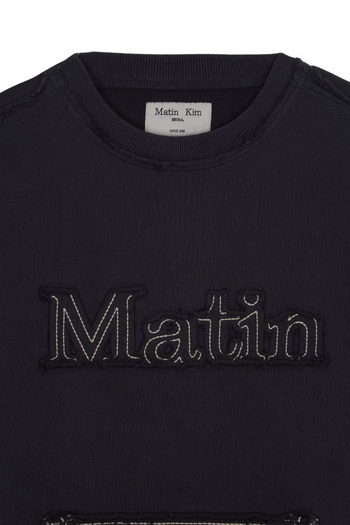 Matin Kim Raw Cut Applique Sweatshirt — Charcoal