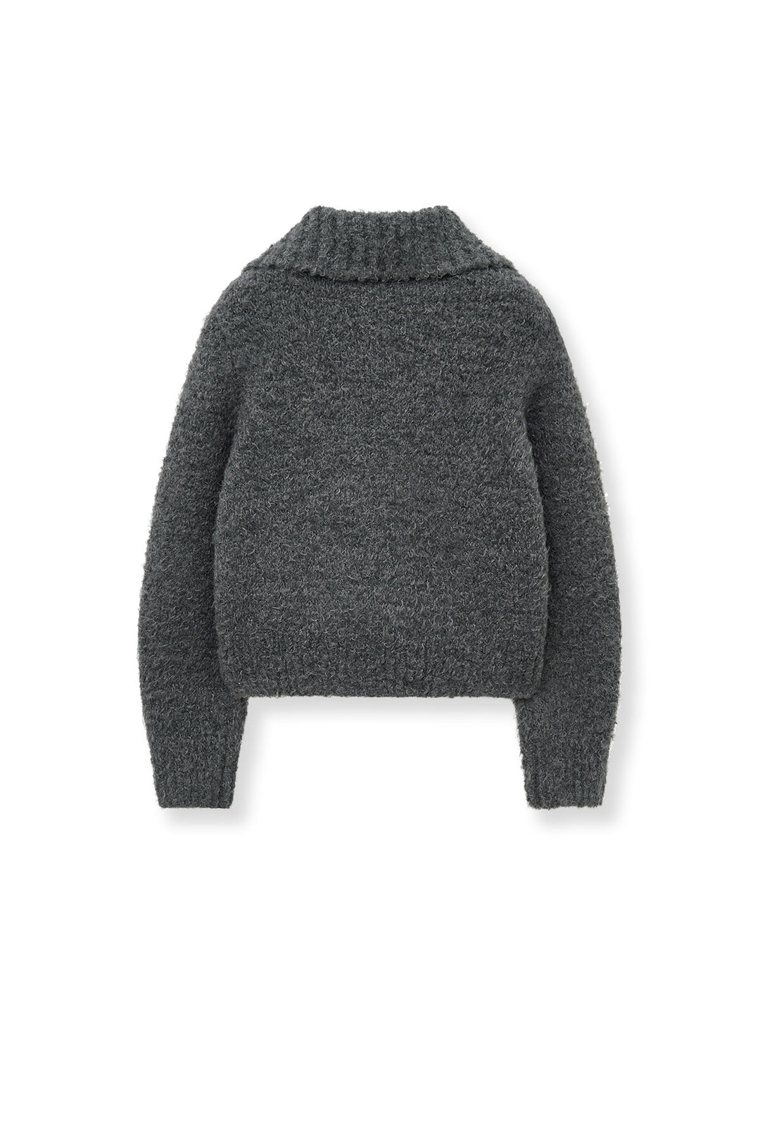 Matin Kim Boucle Knit Zip-Up Cardigan — Charcoal
