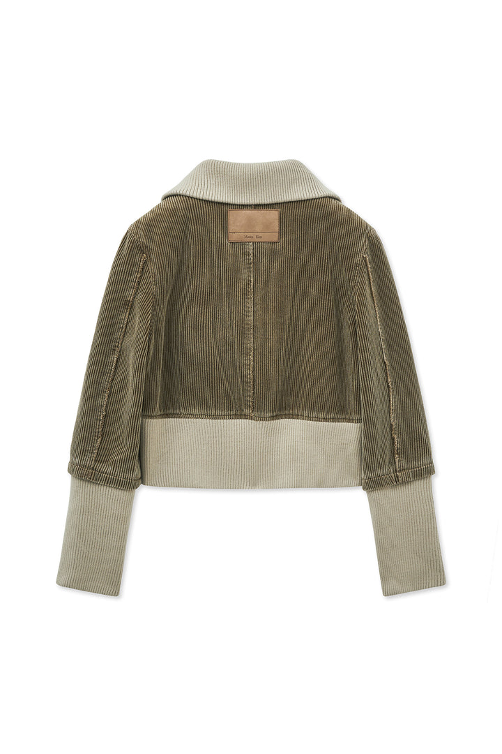 Matin Kim Washed Corduroy Bomber Jumper — Khaki