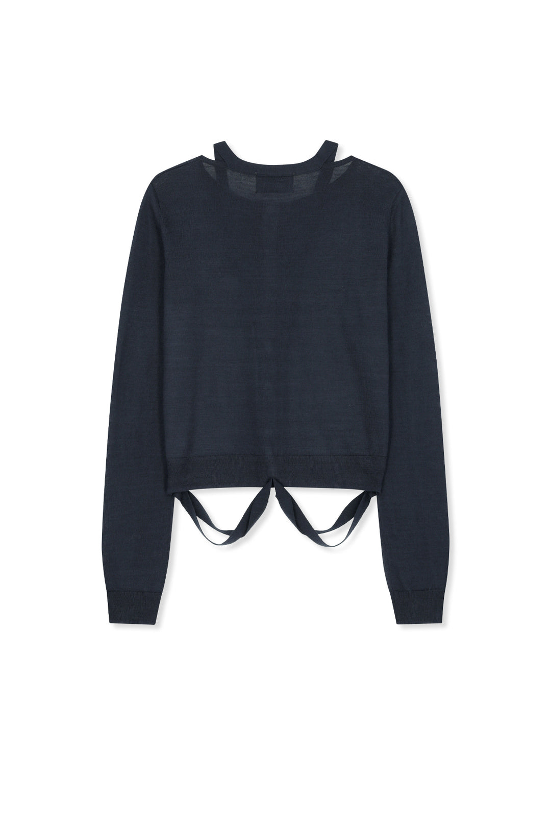 Matin Kim String Detail Knit Cardigan — Dark Navy