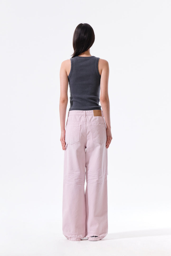 Matin Kim Destroyed Color Dyeing Denim — Pink