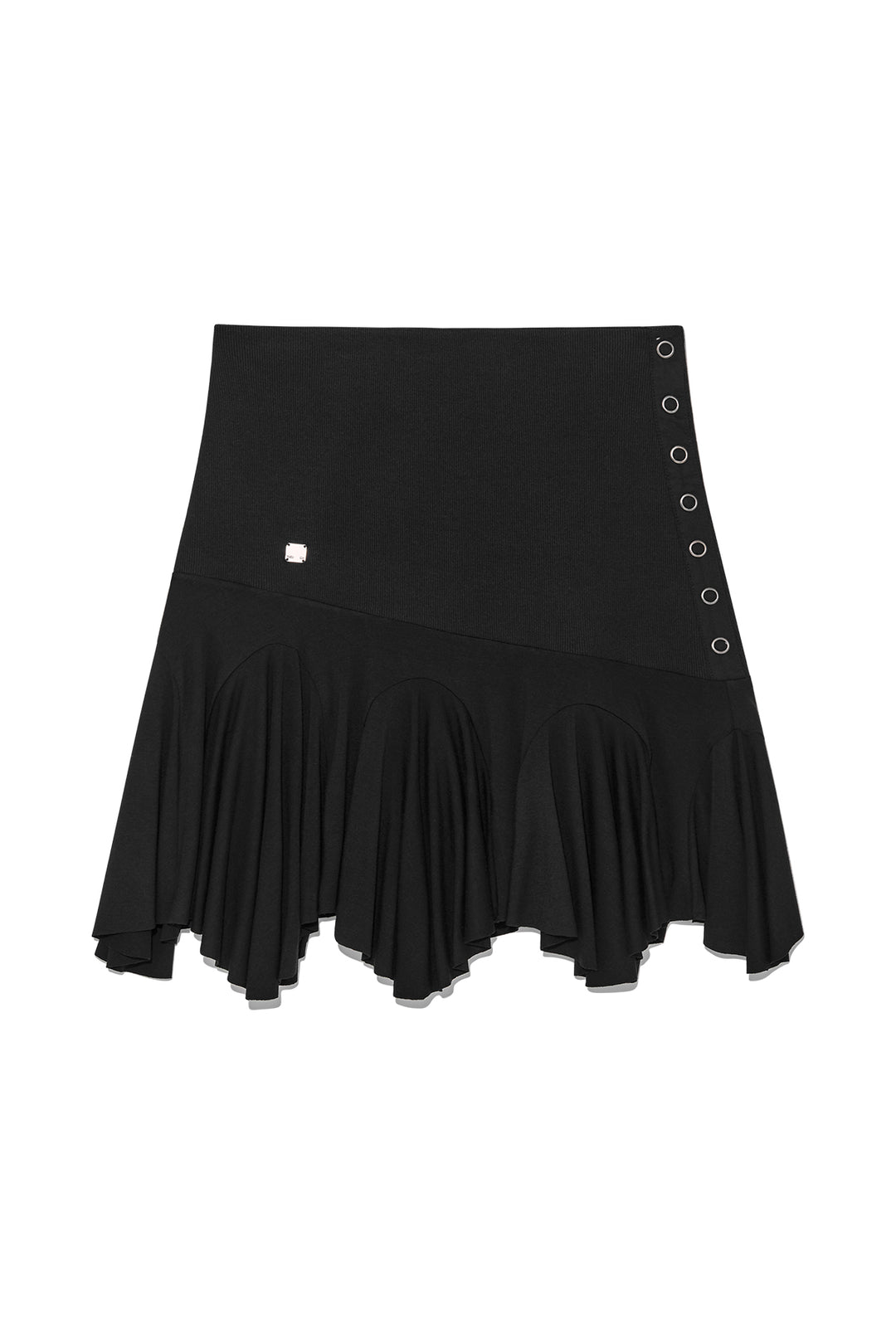 Matin Kim Unbalance Flare Folding Skirt — Black