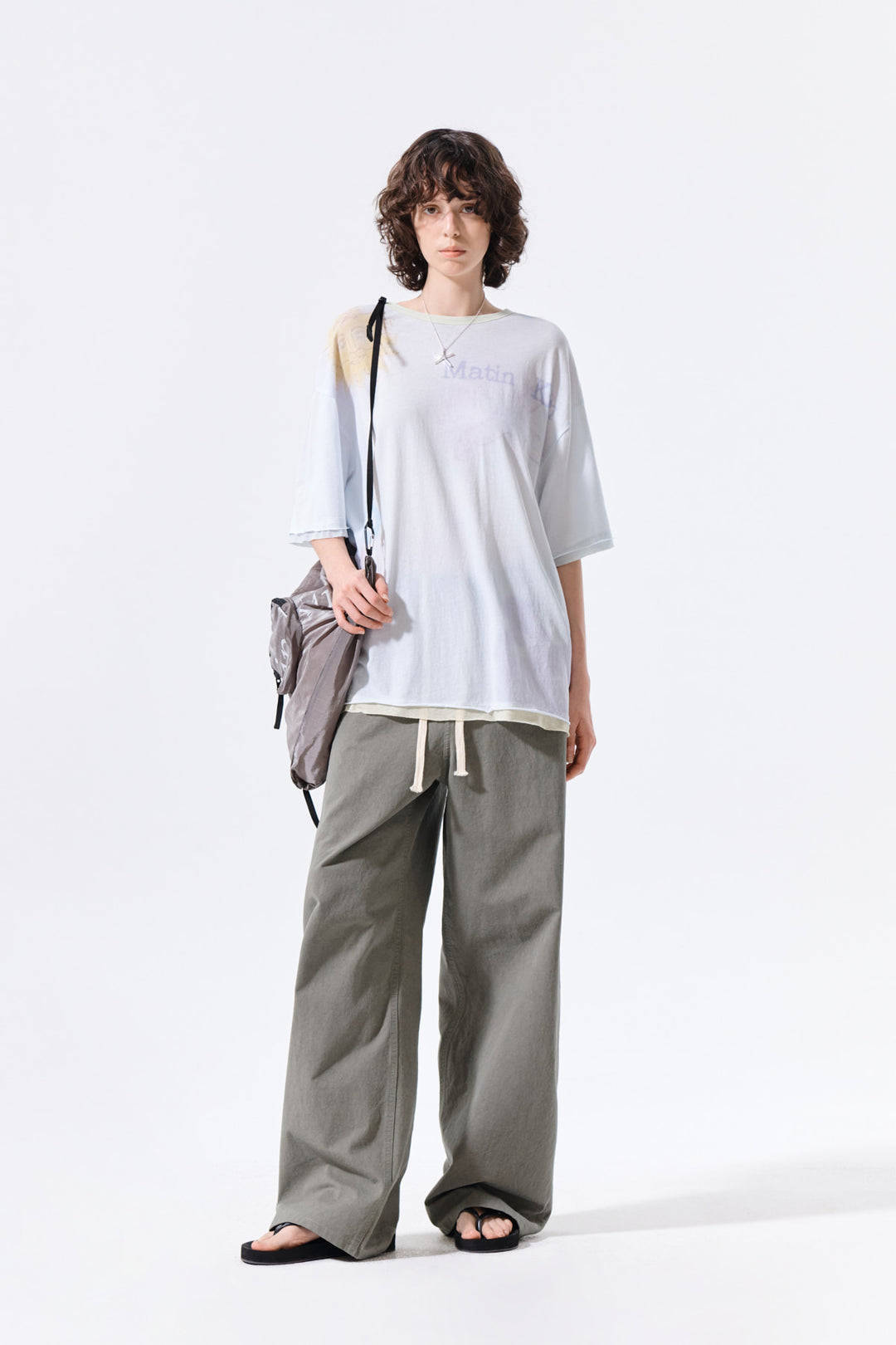 Matin Kim Sketch Graffiti Over Fit Top — Light Blue