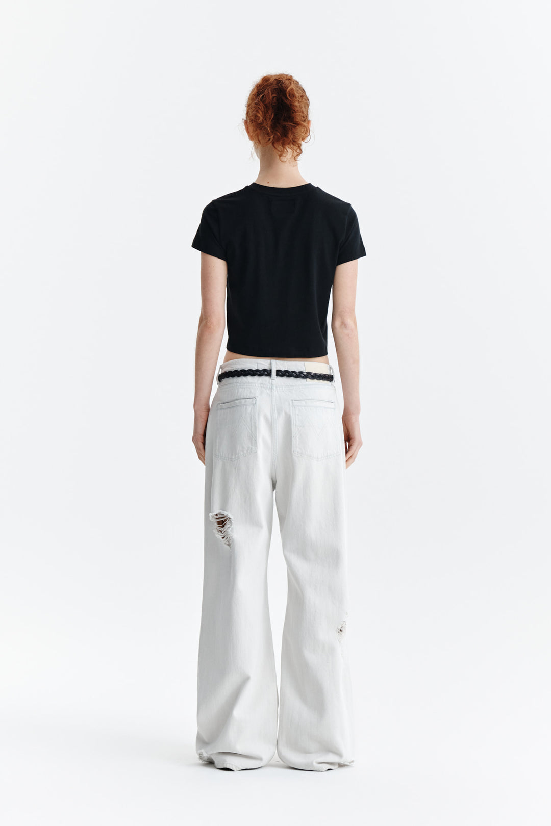 Matin Kim Pattern Artwork Logo Crop Top — Black