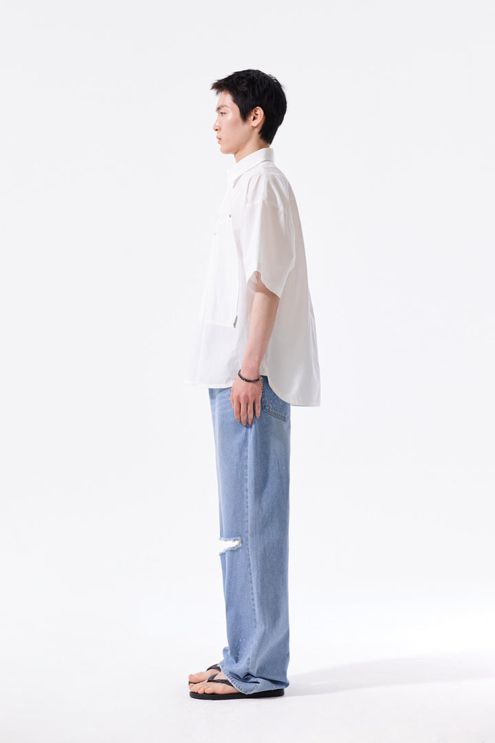 Matin Kim Half Sleeve Pocket Shirt — White