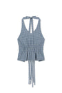 Matin Kim Halter Neck Shirring Blouse — Blue