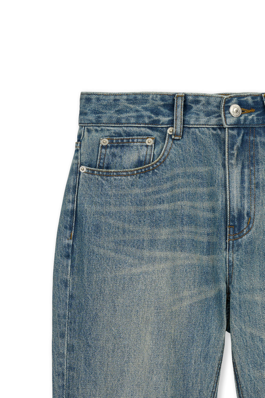 Matin Kim Washed Point Boots Cut Denim — Blue