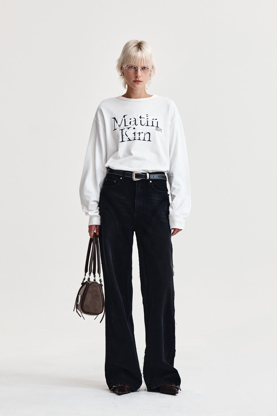Matin Kim Patch Graphic Long Sleeve Top — White