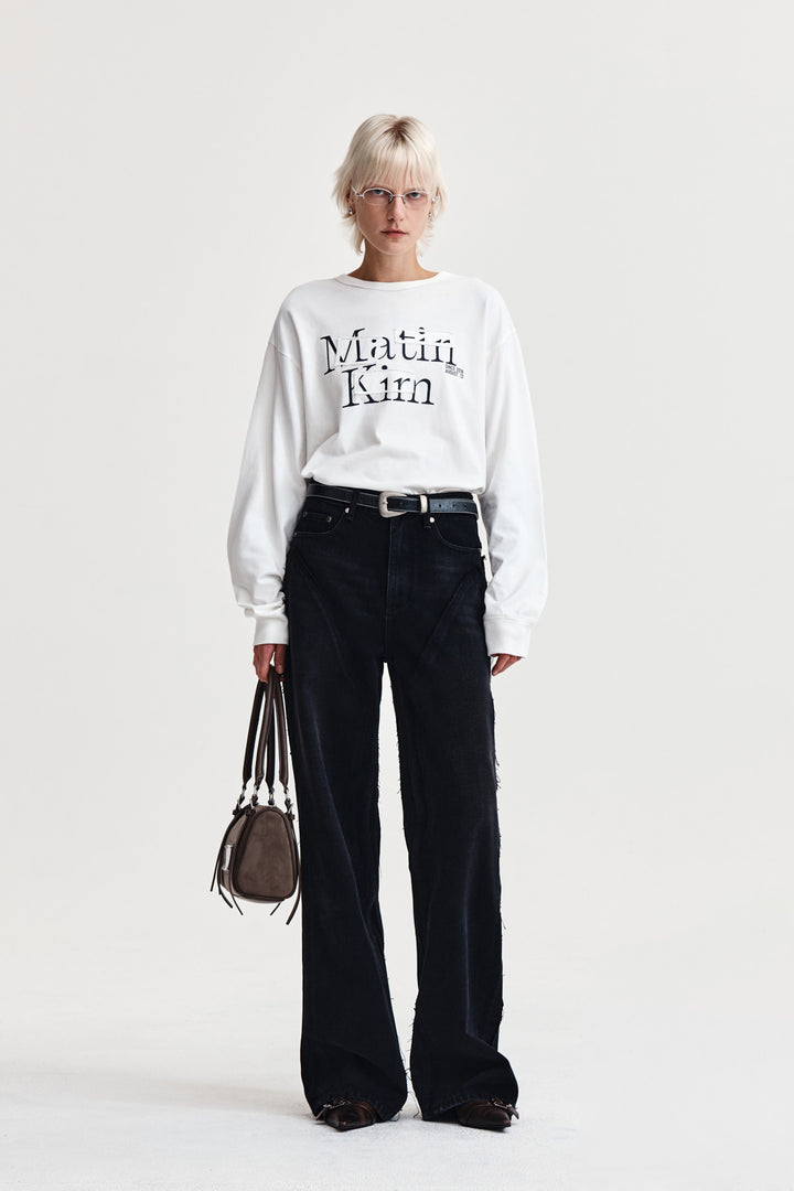 Matin Kim Patch Graphic Long Sleeve Top — White