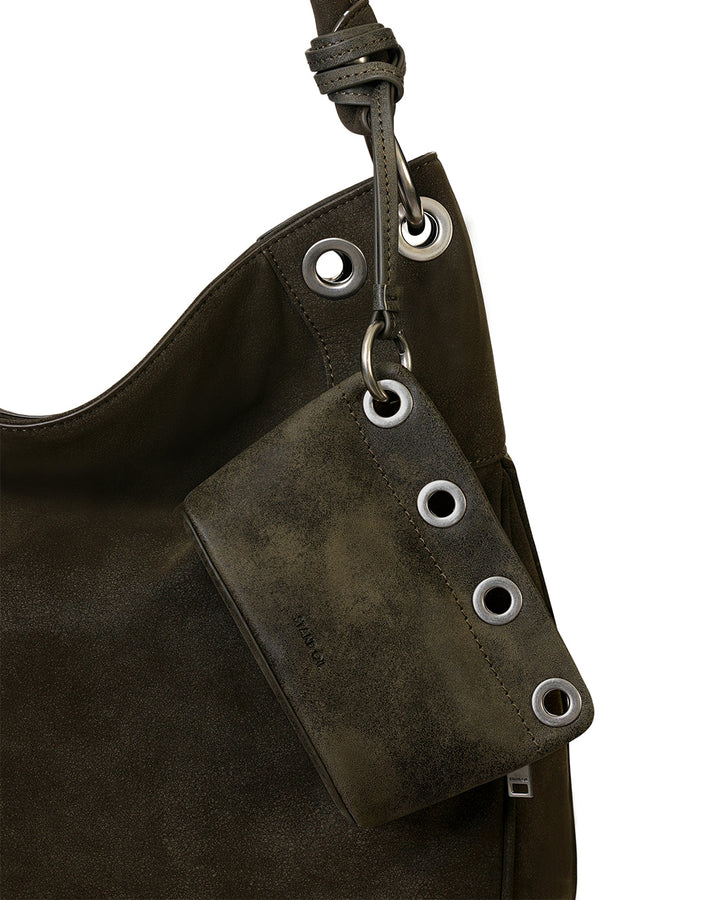 Stand Oil Loop Eyelet Pouch — Square Keychain Bag — Washed Brown