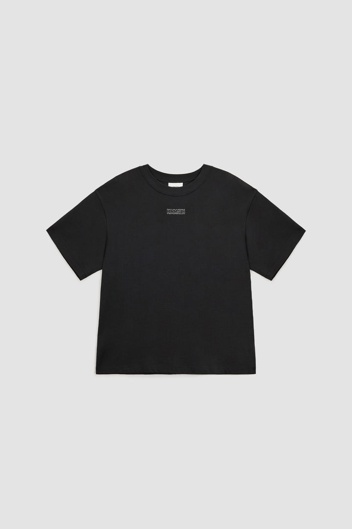 KIMMATIN Logo Embroidery Oversize Top — Black