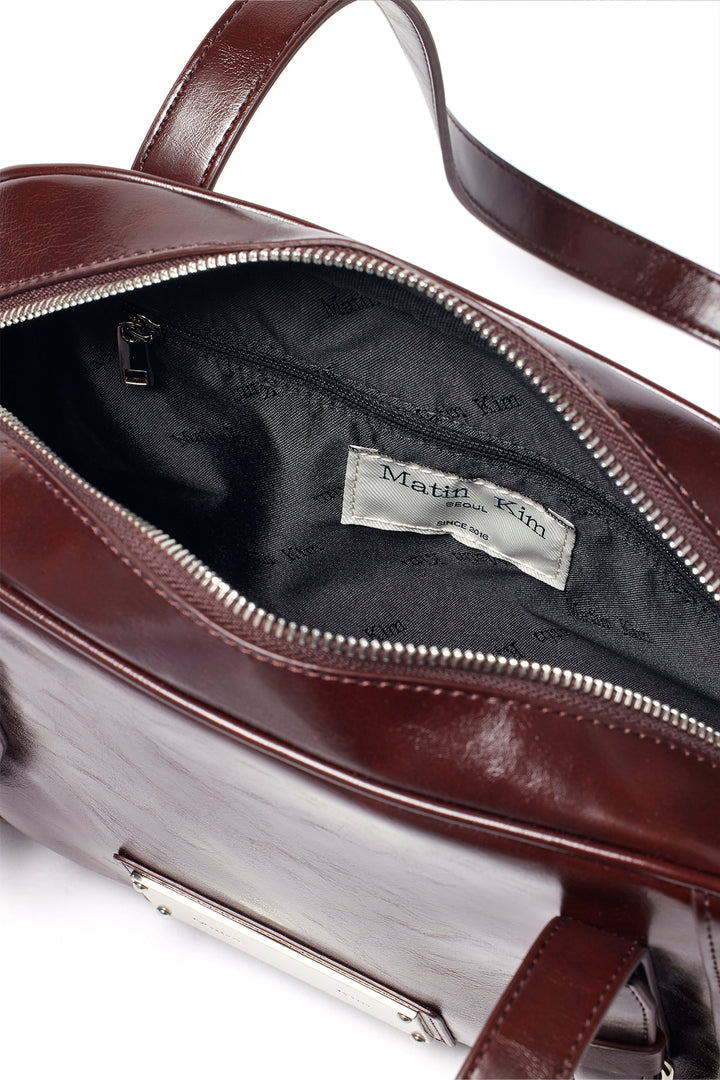 Matin Kim Biker Detail Square Shoulder Bag — Brown