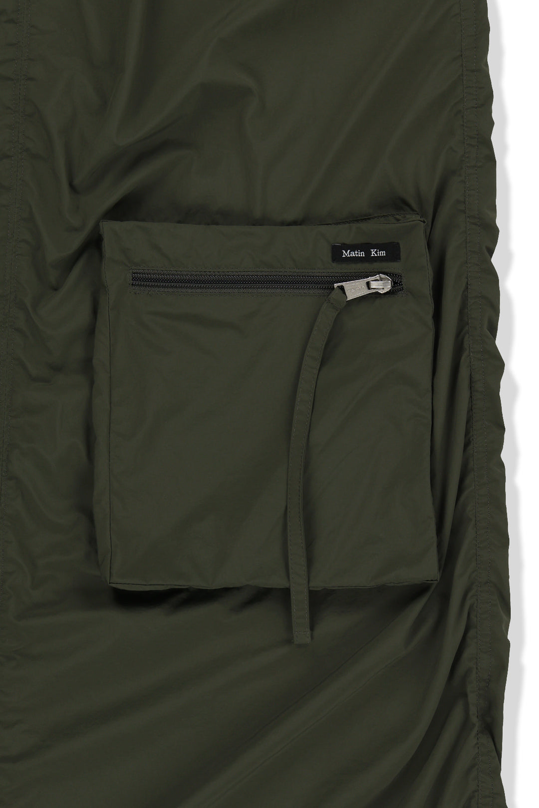 Matin Kim Patch Pocket Shirring Nylon Skirt — Khaki