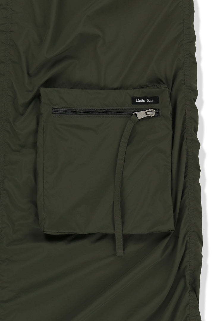 Matin Kim Patch Pocket Shirring Nylon Skirt — Khaki