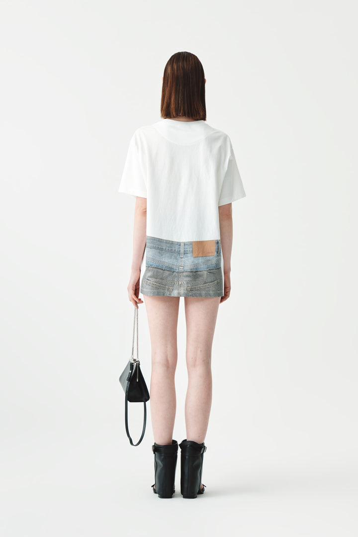 KIMMATIN Denim Printing Oversize Top — White