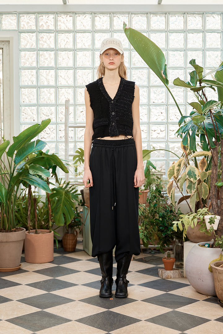 Matin Kim Rough Tweed Knit Vest — Black