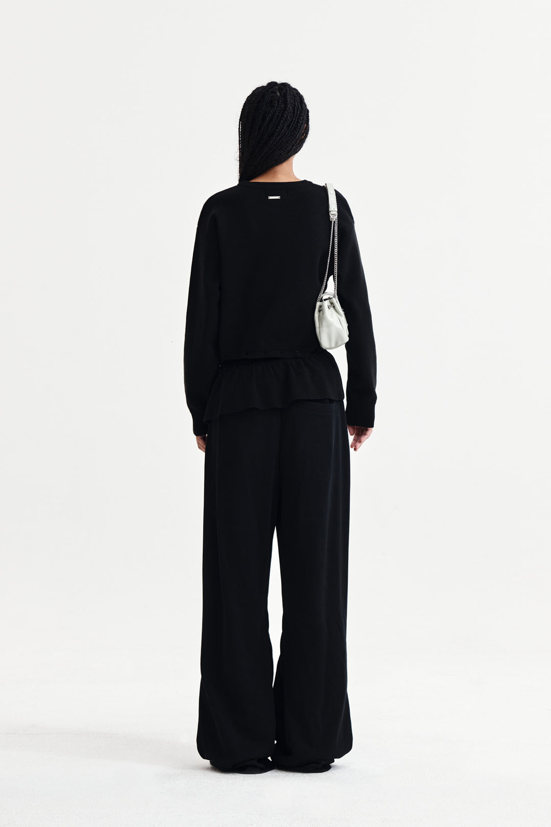 Matin Kim Detachable Skirt Knit Pullover — Black