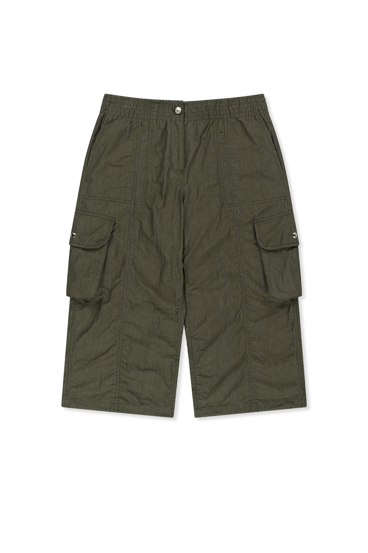 Matin Kim Crinkle Capri Pants — Khaki