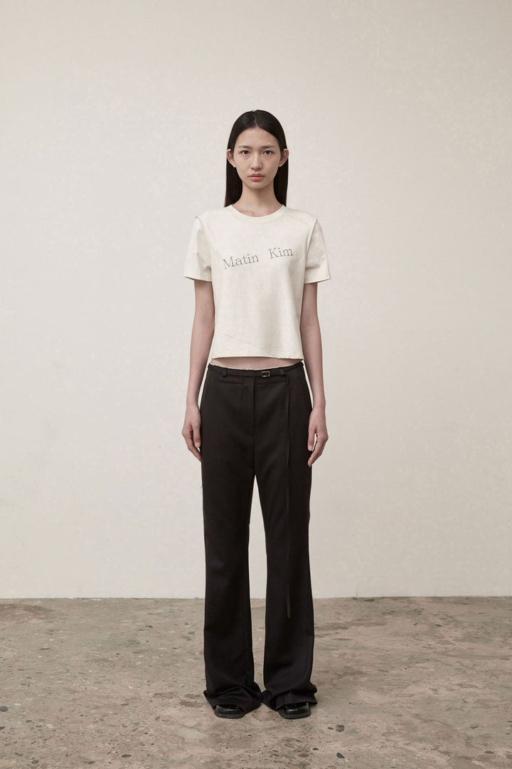 Matin Kim Diagonal Logo Reversible Crop Top — Ivory
