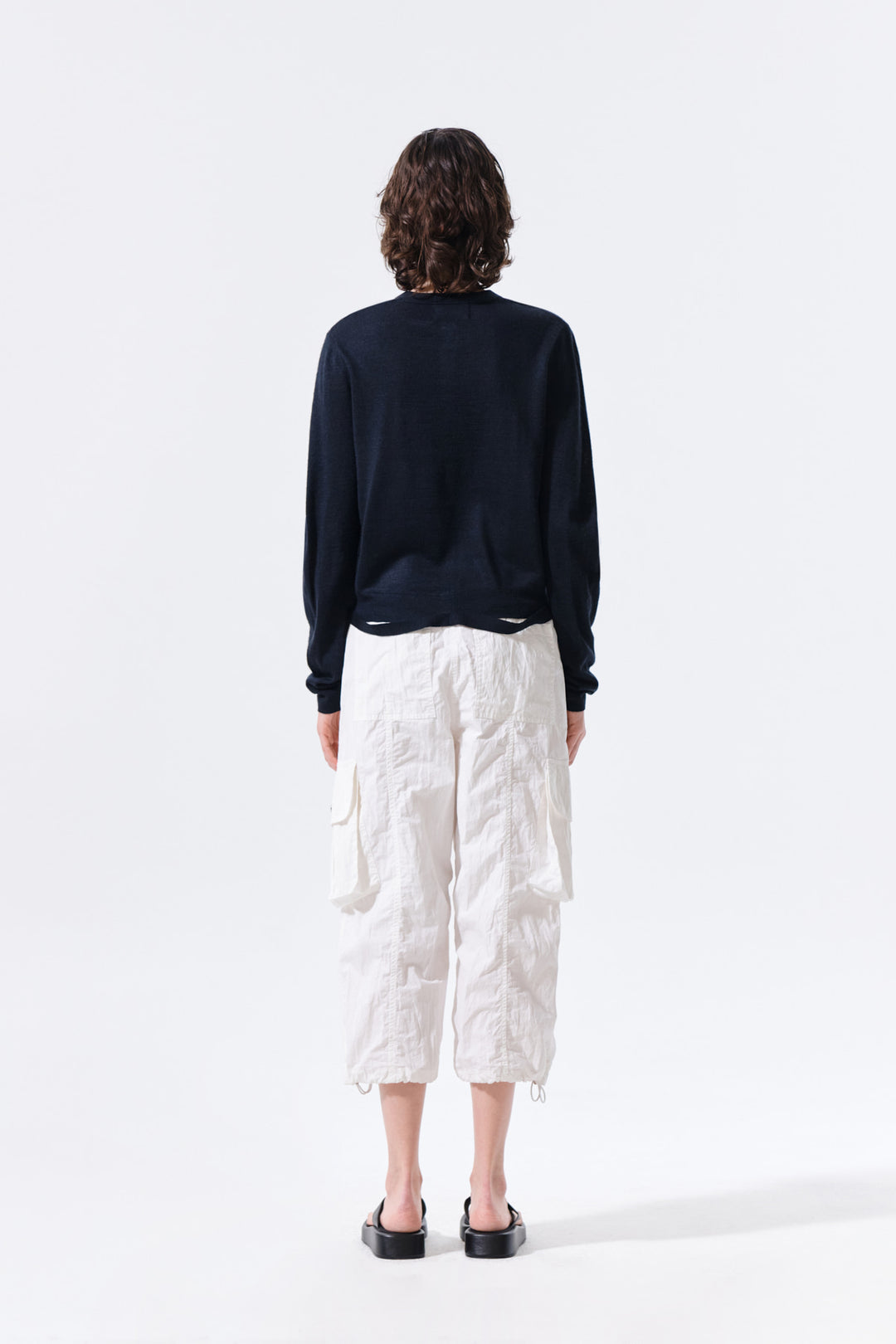 Matin Kim String Detail Knit Cardigan — Dark Navy