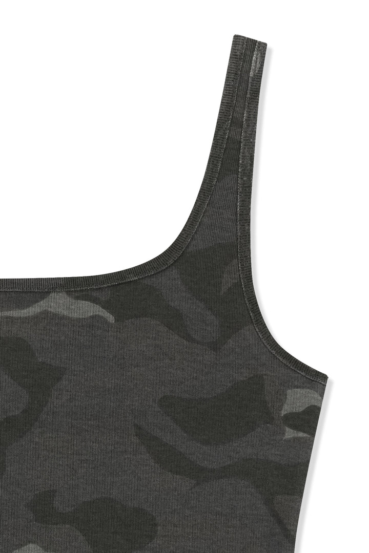 Matin Kim Square Neck Cropped Tank — Charcoal